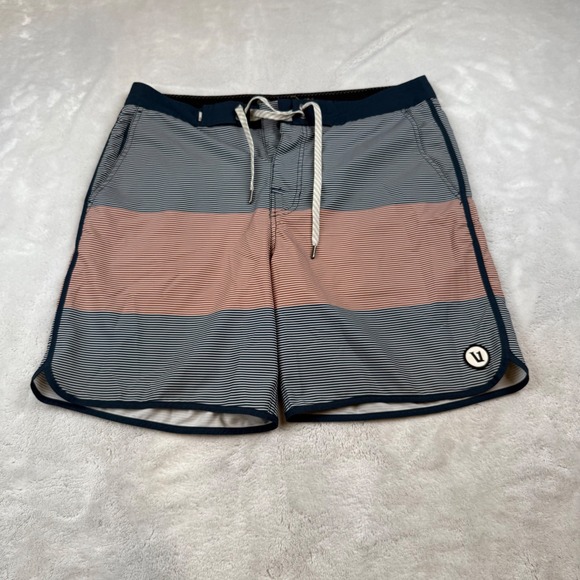 Vuori Banks Hybrid Stripe Swim Shorts Mens Size 32 Coastal Casual Active - Picture 1 of 9